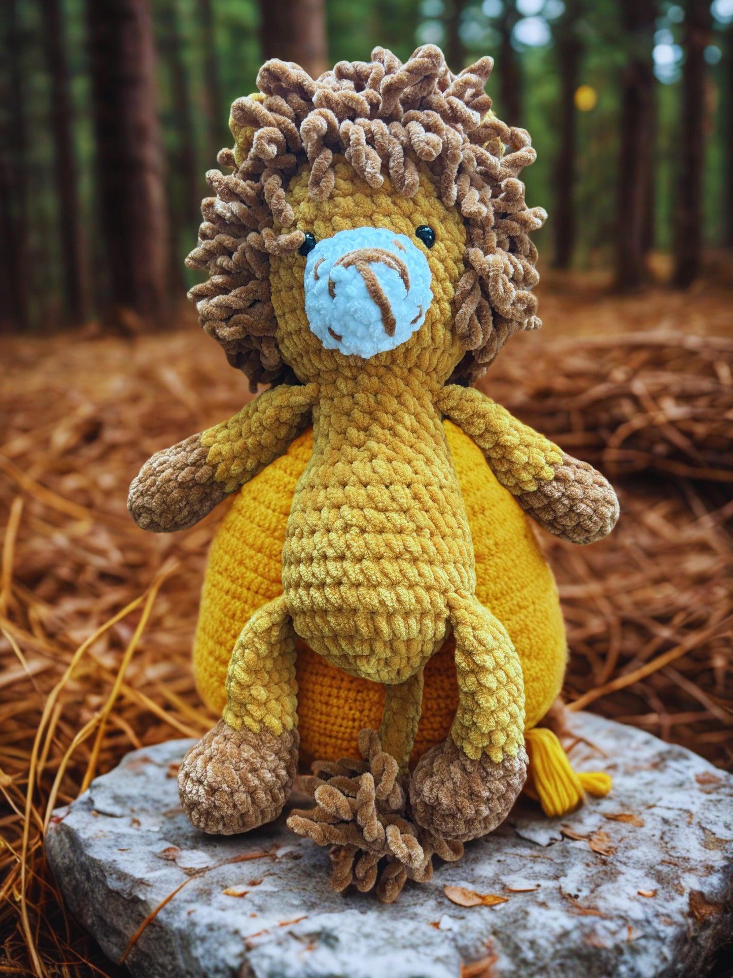 Amigurumi tığ işi aslan, el yapımı örgü oyuncak uyku arkadaşı