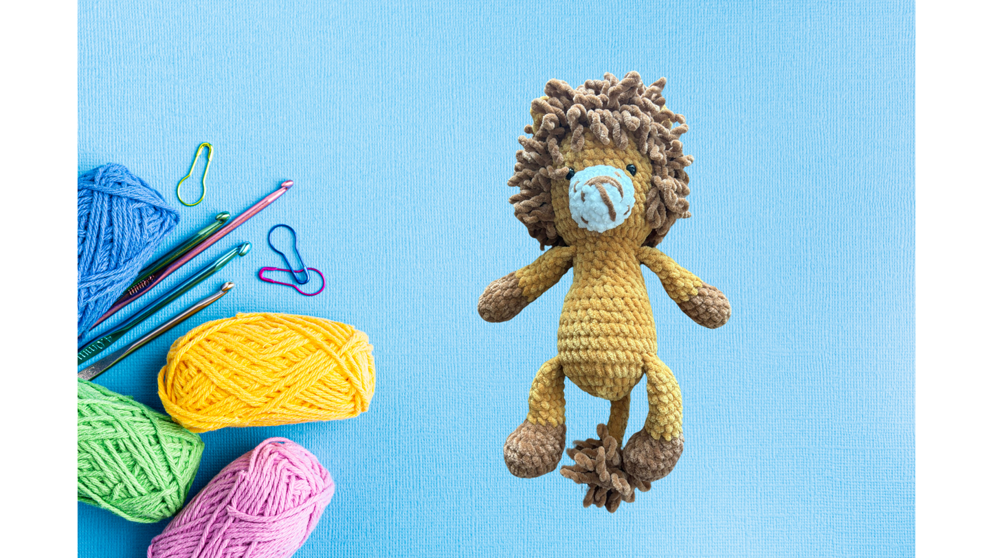 Amigurumi tığ işi aslan, el yapımı örgü oyuncak uyku arkadaşı