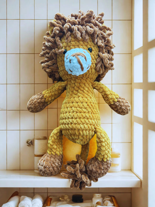 Amigurumi tığ işi aslan, el yapımı örgü oyuncak uyku arkadaşı